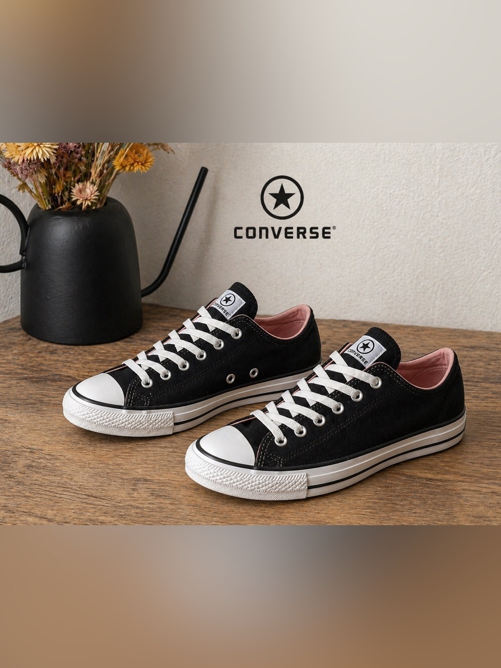 Converse All Star Junior Sneakers – Black & Pink – Size US 1